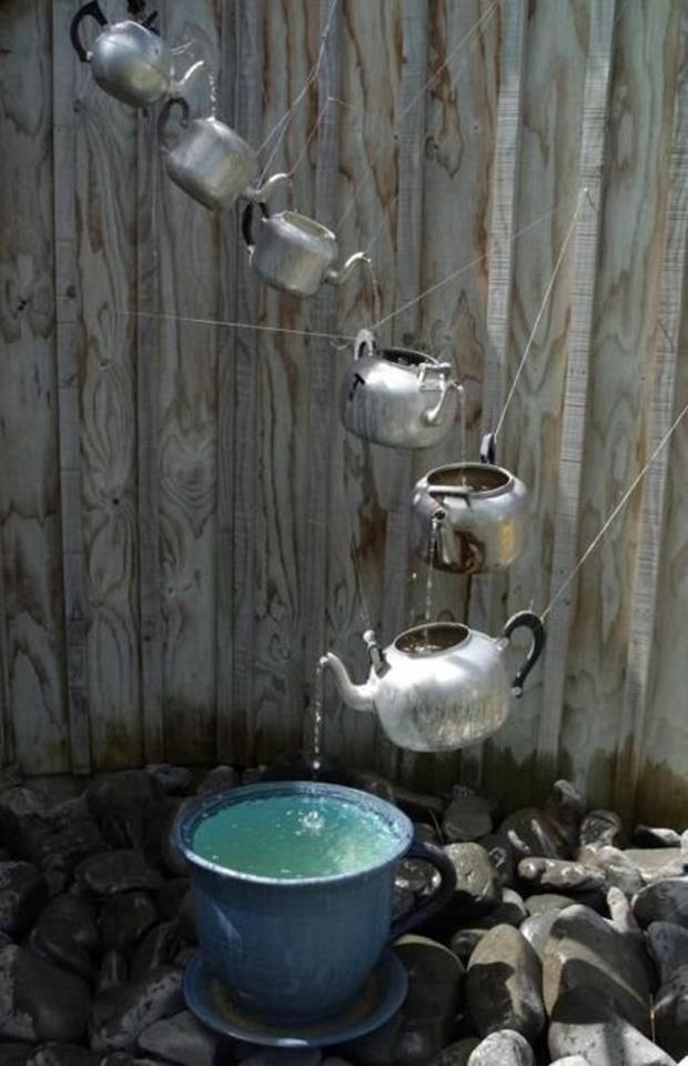 Spring garden ideas teapot fountain Dump A Day