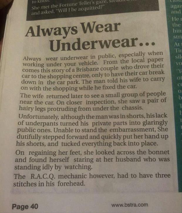 wear underware