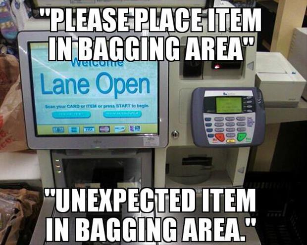 please place item in bagging area