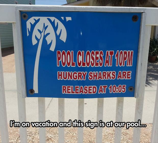 funny pool signs
