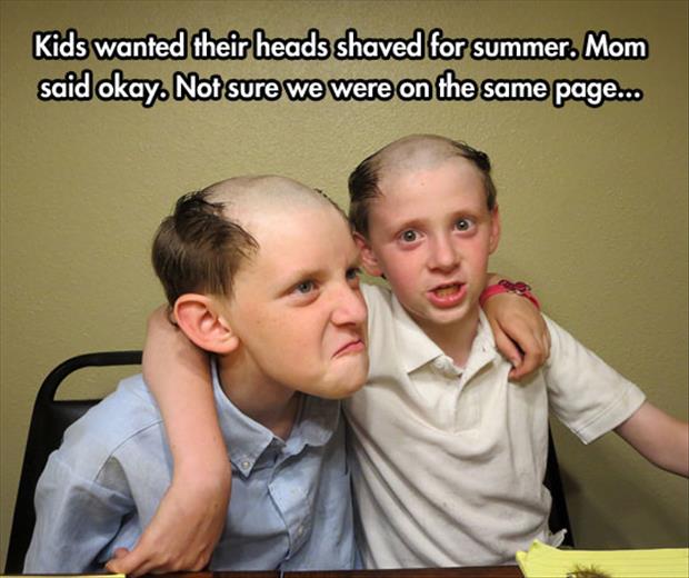 shaving the kid's hair this summer