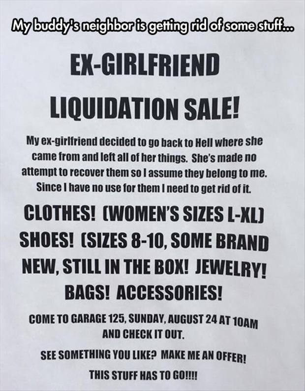 ex girlfriend sale