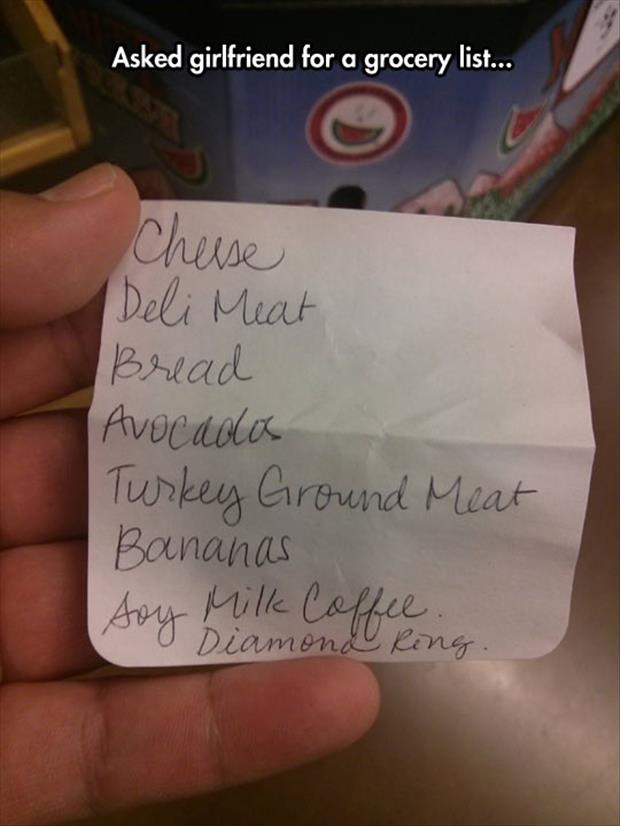 funny grocery lists