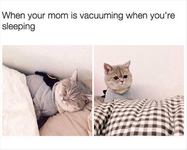 when your mom is vacuuming