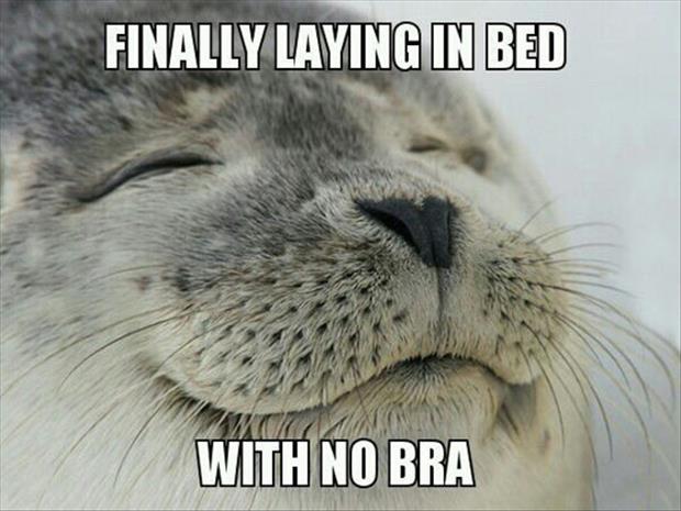 laying in bed with no bra