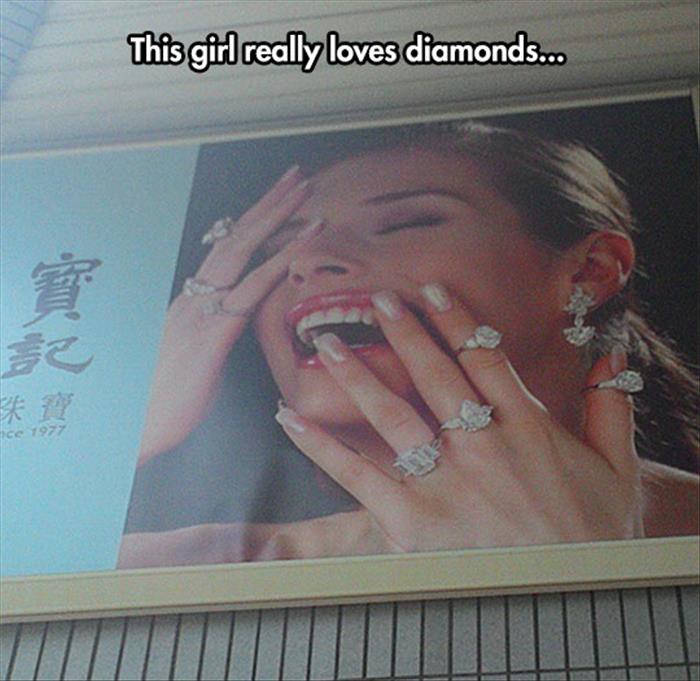 she really likes her diamonds