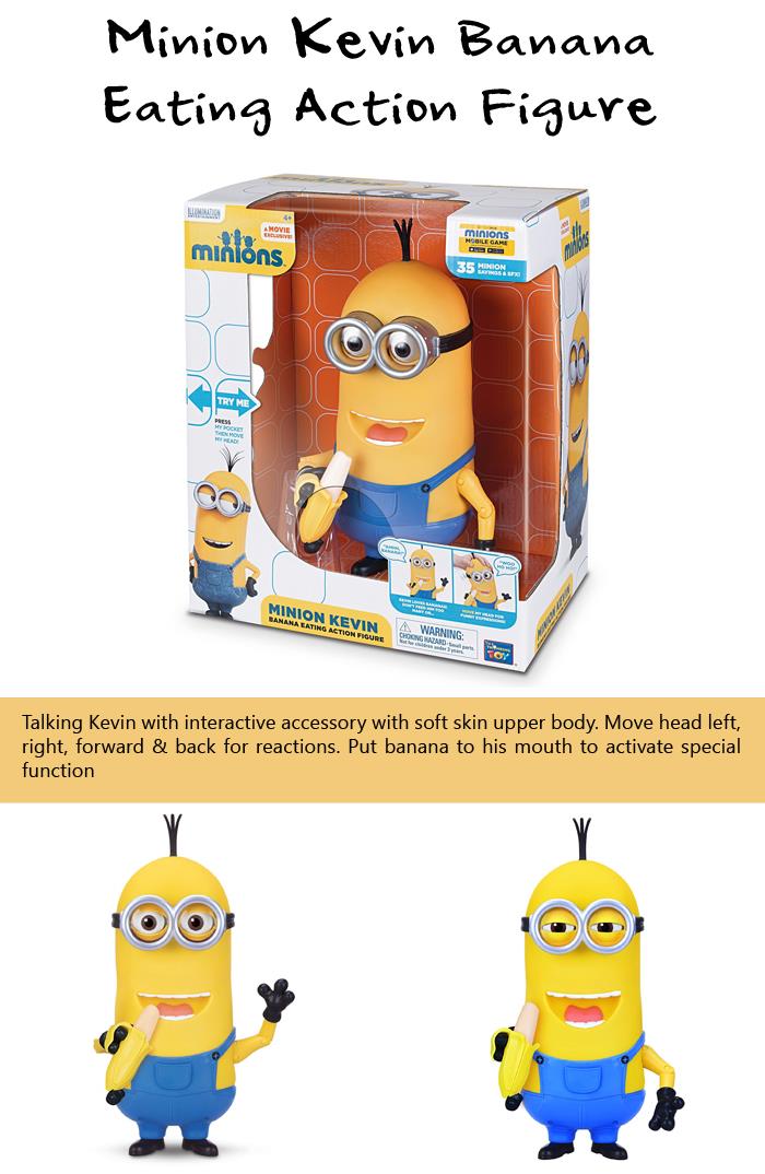 minion kevin banana eating action figure