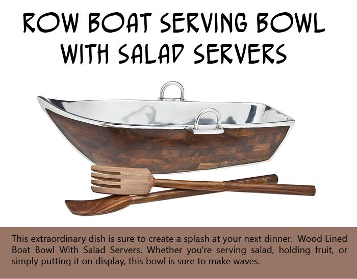 Row Boat Serving Bowl with Salad Servers -