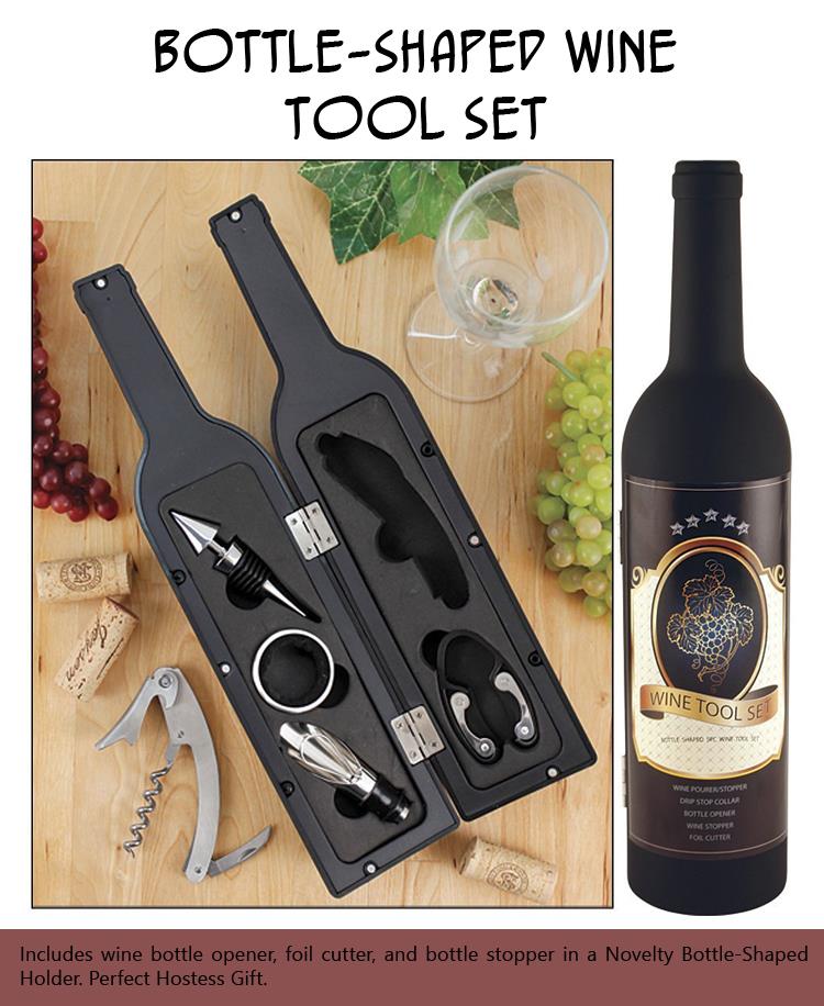 Bottle-Shaped Wine Tool Set