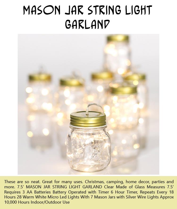 Mason Jar String Light Garland