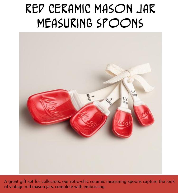 Red Ceramic Mason Jar Measuring Spoons