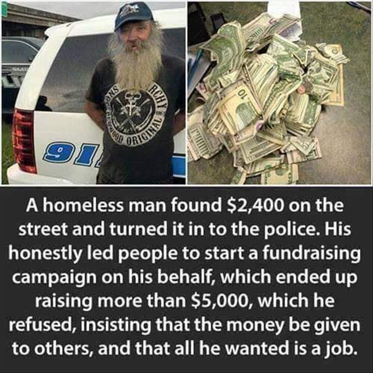 homeless man finds money