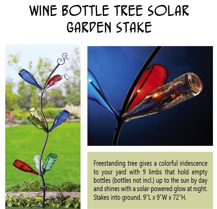 Wine Bottle Tree Solar Garden Stake