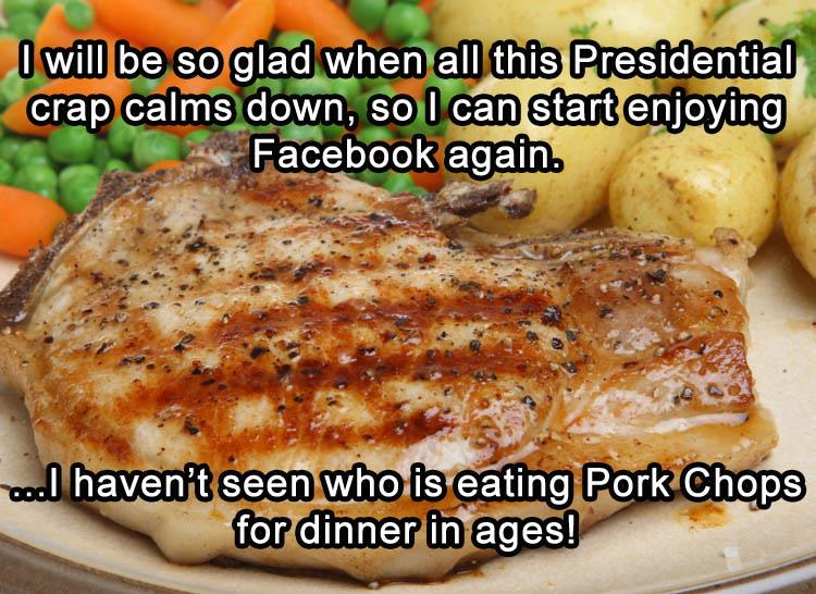 Pan-fried pork steak with new potatoes, peas and carrots.