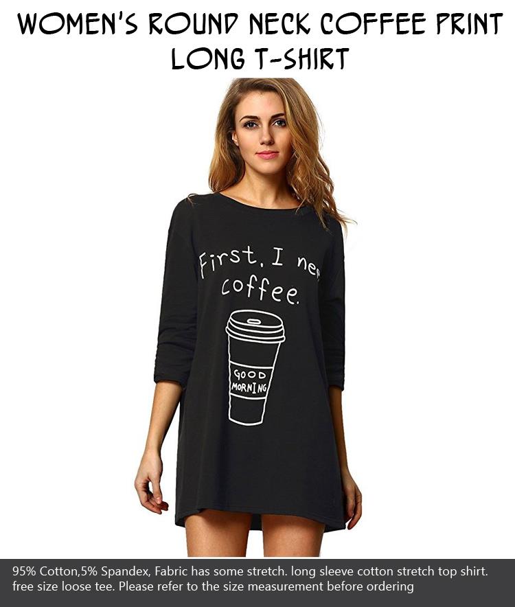 womens-round-neck-coffee-print-long-t-shirt