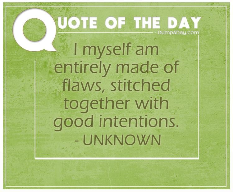 I myself am entirely made of flaws, stitched together with good intentions