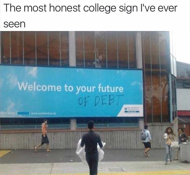 the funny college sign